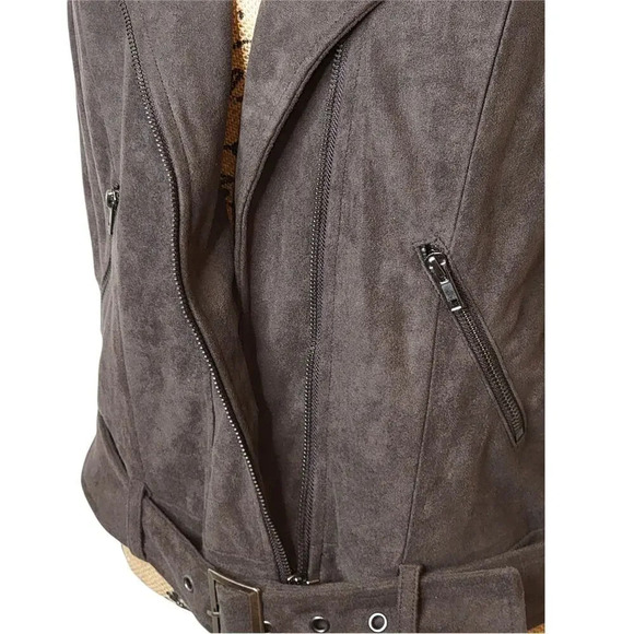 ASTR Women's Regular Suede Moto Jacket Vest Size Medium Gun Metal Gray - Picture 8 of 16